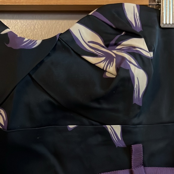 Karen Millen England Strapless Floral Ribbon Corset Dark Purple Black Top 8 - Picture 5 of 14